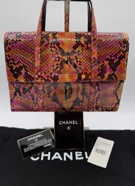 Chanel Multicolor Python Mini CC Flap Tote Silver Hardware, 1997-1999